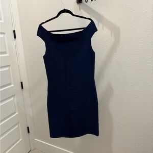 Reiss Midnight Blue off the shoulder knit Dress